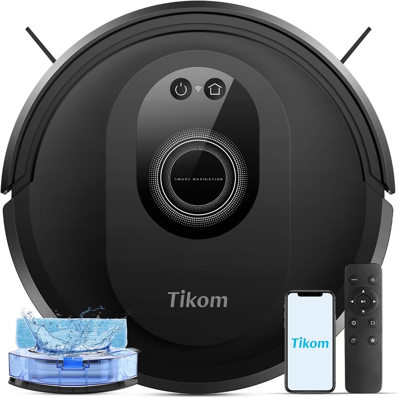 Tikom Robot Vacuum and Mop Combo, 5000Pa Robotic Vacuum Cleaner, 150 Min Max, App & Remote Control, Ideal for Hard Floor, Carpet, Pet Hair, Self-Charge(G8000 Max) - Image 1